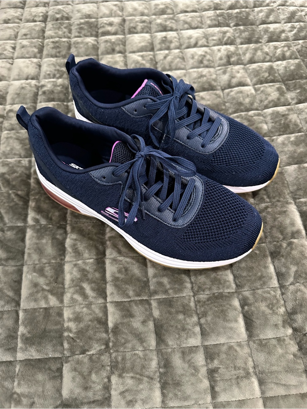 Skechers Navy & Purple  Knit Lace-Up Walking Sneakers - Women's